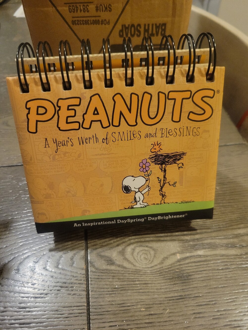 Peanuts Orange and Green Spiral Desk Calendar with Snoopy Art